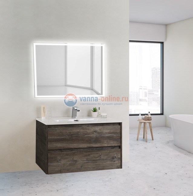Тумба с раковиной Belbagno KRAFT 39-800/390-2C-SO-PP 80 cм подвесная с 2 ящиками, Pino Pasadena