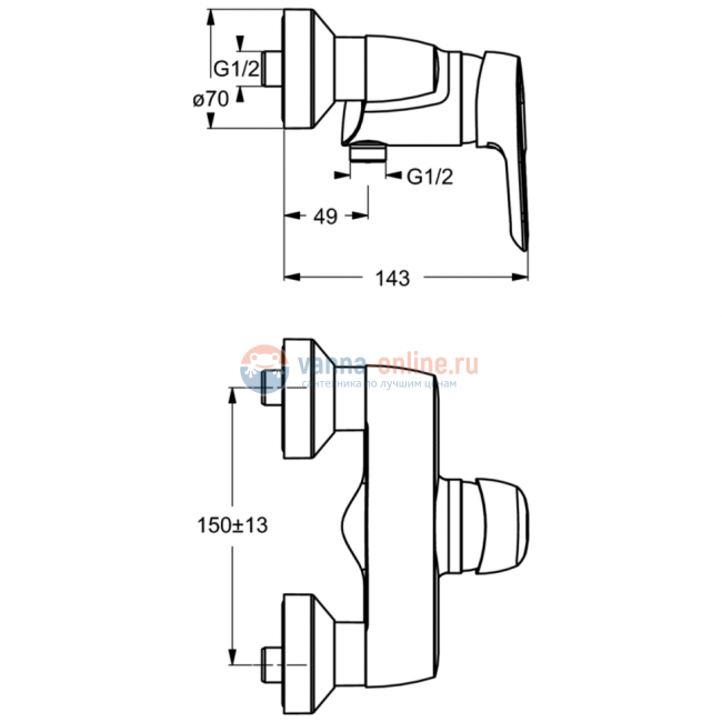 Смеситель для душа Ideal Standard  CERAMIX BLUE B9493AA