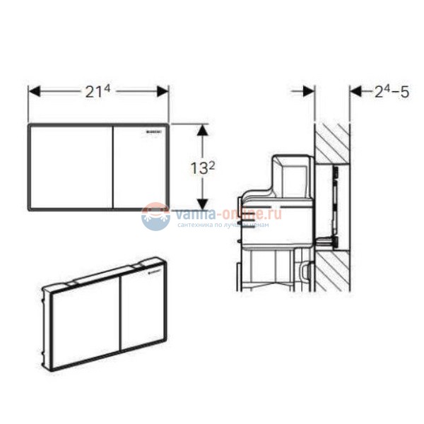 Клавиша Geberit Sigma Type 60 115.640.SQ.1, двойной смыв, цинковое литье, стекло умбра