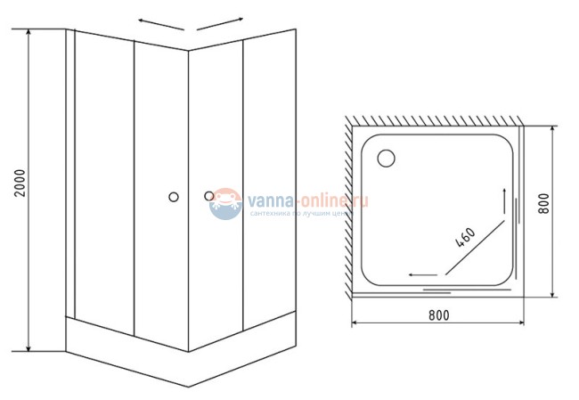 Душевой уголок Timo TL-8002 R Romb Glass, стекло прозрачное с узором, 80 х 80 х 200 см