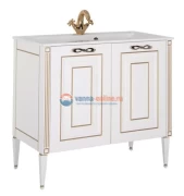 Тумба под раковину Aquanet Паола 90 00186116, цвет белый патина-золото