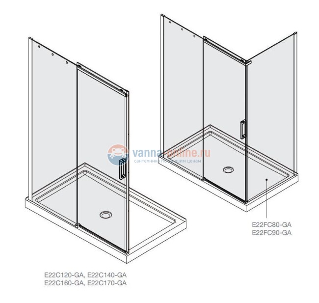 Душевая дверь Jacob Delafon Contra E22C120-GA 120*195 см