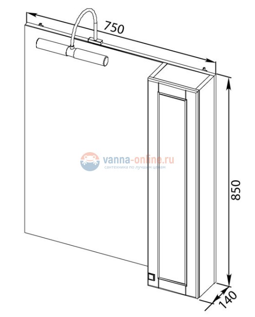 Зеркало-шкаф Aquanet Честер 75 00186090, цвет белый, патина золото