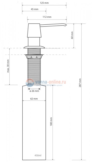 Дозатор жидкого мыла Bemeta Hotel 136109012 6.2 x 12.5 x 28.7 см встроенный, хром
