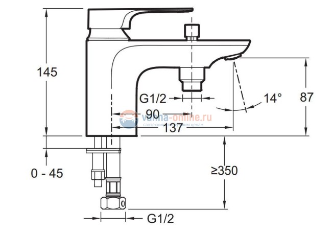 Смеситель Jacob Delafon Alleo+ E72321-CP для ванны, на борт ванны Смеситель Jacob Delafon Alleo+ E72321-CP для ванны, на борт ванны