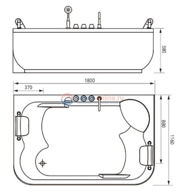 Ванна гидромассажная акриловая Gemy G9085 O L/R, 180 х 116 см Ванна гидромассажная акриловая Gemy G9085 O L/R, 180 х 116 см