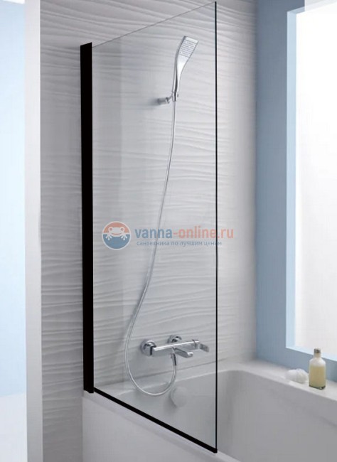 Шторка на ванну Jacob Delafon Struktura E6D042-BLV, 80 см, черная, реверсивная