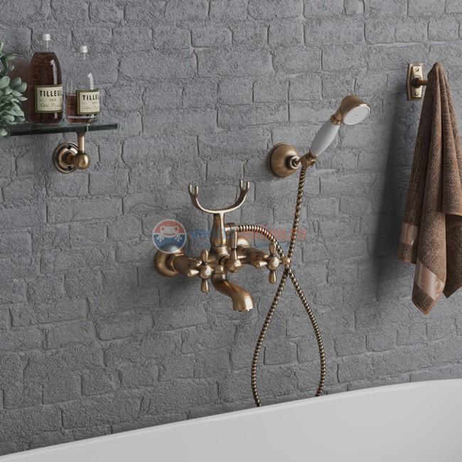 Смеситель для ванны Paini Liberty с аксессуаром, старая бронза Смеситель для ванны Paini Liberty с аксессуаром, старая бронза
