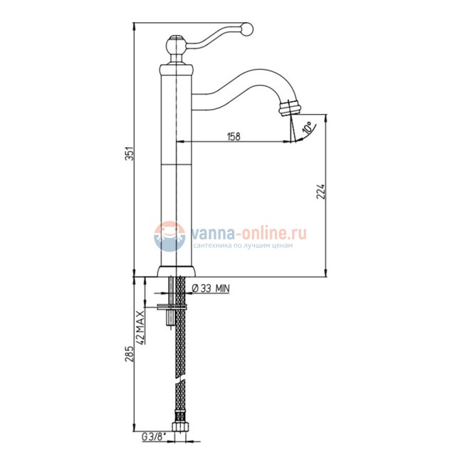 Смеситель для раковины PAINI Duomo без донного клапана, высокий, хром Смеситель для раковины PAINI Duomo без донного клапана, высокий, хром