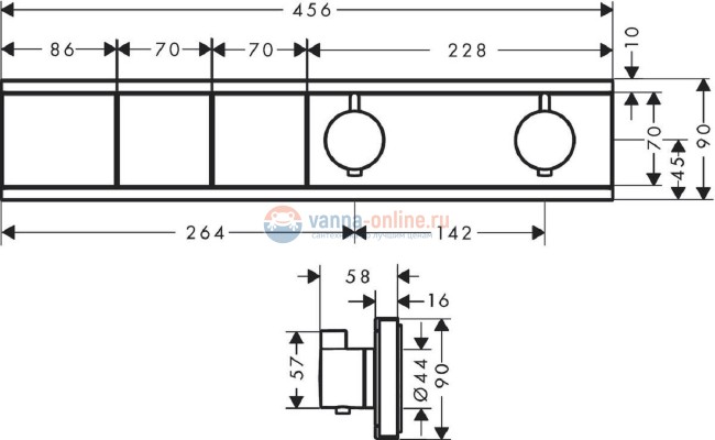 Смеситель для душа Hansgrohe RainSelect 15380000, 2 потребителя, термостатический, хром Смеситель для душа Hansgrohe RainSelect 15380000, 2 потребителя, термостатический, хром