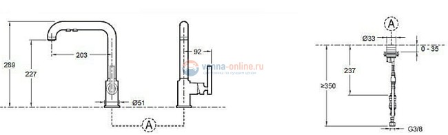 Cмеситель Jacob Delafon PURIST 7505D-CP для кухни с выдвижныи изливом