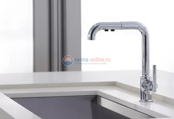 Cмеситель Jacob Delafon PURIST 7505D-CP для кухни с выдвижныи изливом