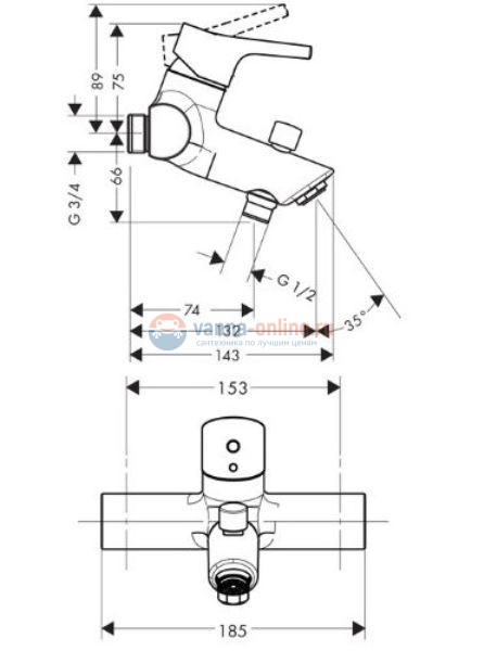 Смеситель Hansgrohe Talis E 72401000 для ванны Смеситель Hansgrohe Talis E 72401000 для ванны