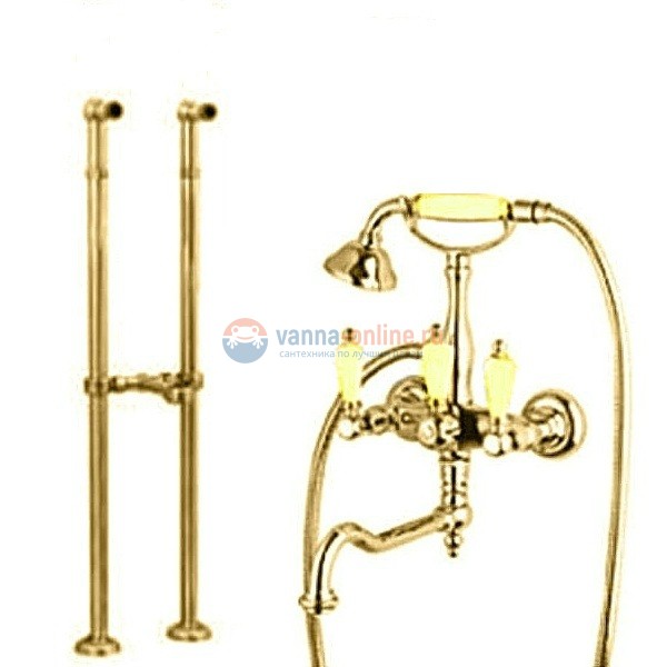 Смеситель Cezares First VDPS2-03/24-M цвет золото 24 карат, ручки металл