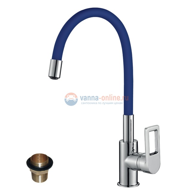 Смеситель Rossinka Z35-35U-Blue для кухонной мойки с гибким цветным изливом, хром/синий Смеситель Rossinka Z35-35U-Blue для кухонной мойки с гибким цветным изливом, хром/синий