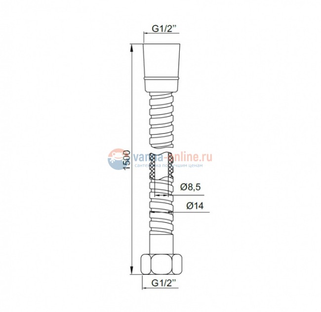Шланг для душа Iddis A50211 1.5 150 см, ПВХ, нержавеющая сталь