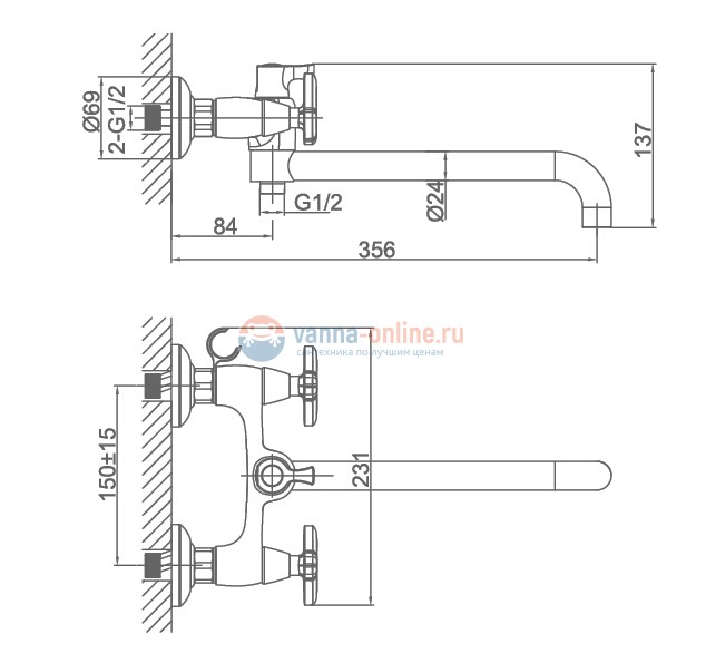 Смеситель D&K Hessen Goethe DA1383341 для ванны и душа Смеситель D&K Hessen Goethe DA1383341 для ванны и душа
