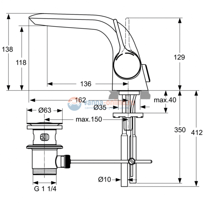 Смеситель для раковины Ideal Standard MELANGE A4258AA Смеситель для раковины Ideal Standard MELANGE A4258AA
