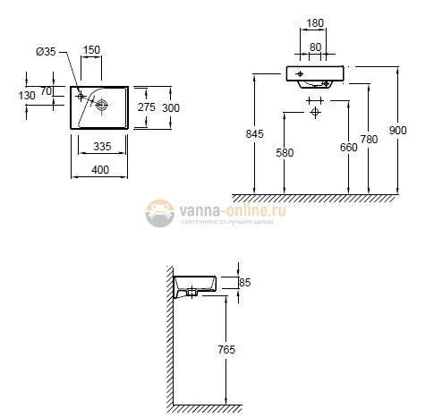 Раковина Jacob Delafon Formilia Rythmik Е4786-00, 40*30 см, подвесная