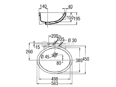 Раковина Jacob Delafon Ovale EN262-00, врезная снизу, 49,8 х 38,5 см