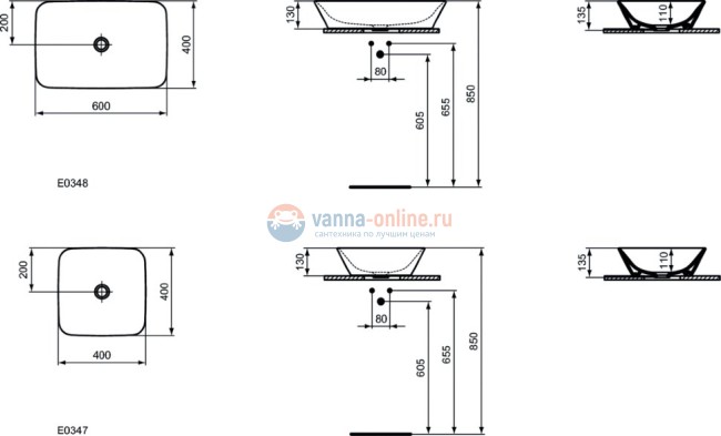 Раковина 40 см Ideal Standard CONNECT AIR E034701