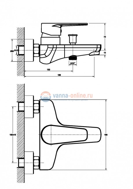 Смеситель Orange Otto M22-100cr для ванны и душа Смеситель Orange Otto M22-100cr для ванны и душа