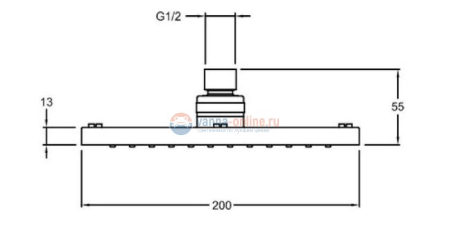 Верхний душ Jacob Delafon July E21761-CP 20 см, квадратный Верхний душ Jacob Delafon July E21761-CP 20 см, квадратный