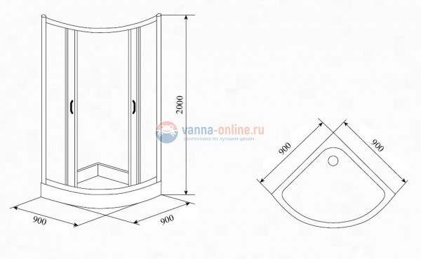 Душевой уголок Timo TL-9001 R Romb Glass, стекло прозрачное с узором, 90 х 90 х 200 см