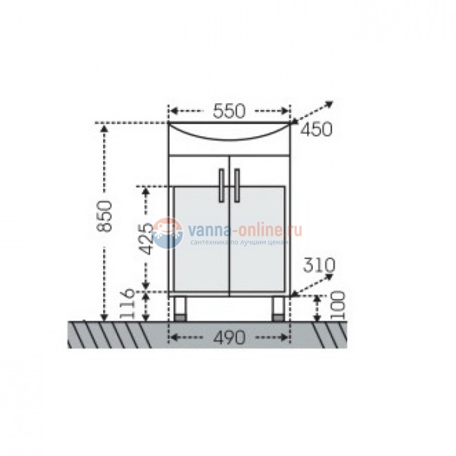 Тумба под раковину СаНта Уют 55 201087, цвет белый Тумба под раковину СаНта Уют 55 201087, цвет белый
