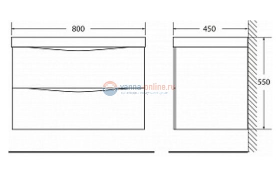 Тумба с раковиной BelBagno Marino MARINO-800-2C-SO-RW-P, 80 х 45 х 55 см, Rovere Moro - темно-коричневый
