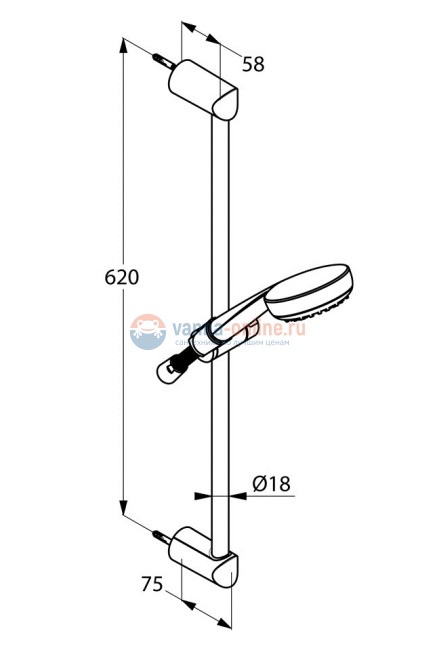 Душевой гарнитур Kludi Logo 1S 6816005-00, длина штанги 60 см, цвет хром Душевой гарнитур Kludi Logo 1S 6816005-00, длина штанги 60 см, цвет хром