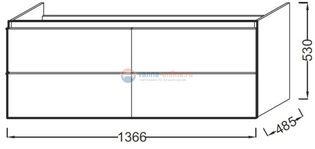 Тумба Jacob Delafon Odeon Up 137 см EB997-F90, смешанное дерево