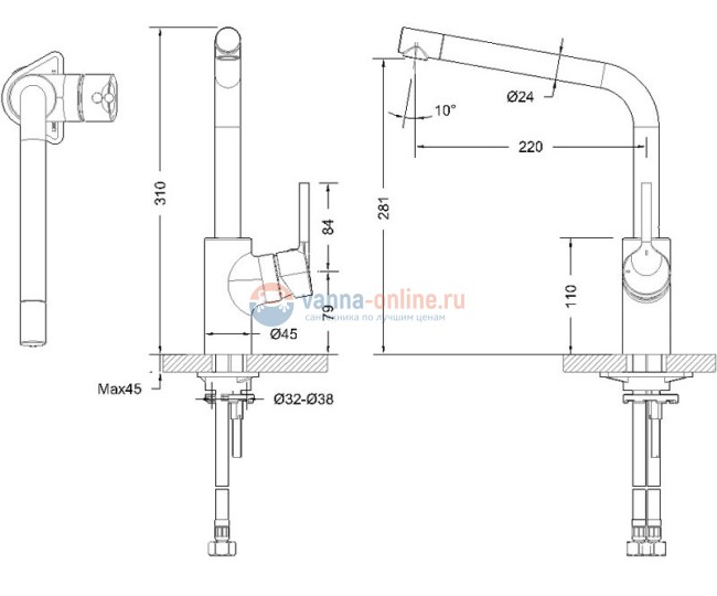 Смеситель Bravat Palace F7172217CP-1-RUS для кухонной мойки