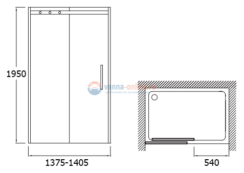 Душевая дверь Jacob Delafon Contra E22C140-GA 140*195 см