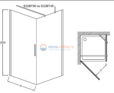 Душевая стенка Jacob Delafon Contra E22FT100-GA 100 см
