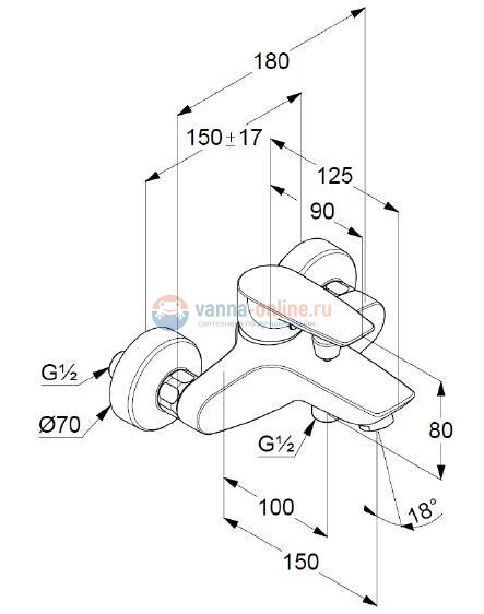Смеситель для ванны и душа Kludi Pure&Solid 346810575