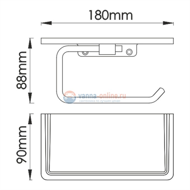 Держатель туалетной бумаги с полочкой для телефона WasserKRAFT K-1325, хром