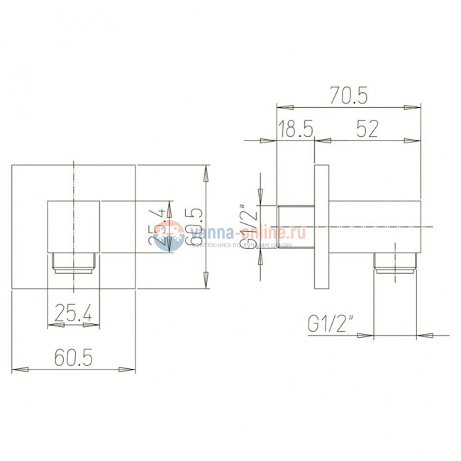 Вывод для воды Paini квадратный