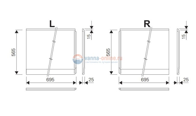 Боковой экран для ванны Ravak Magnolia L 75 белая