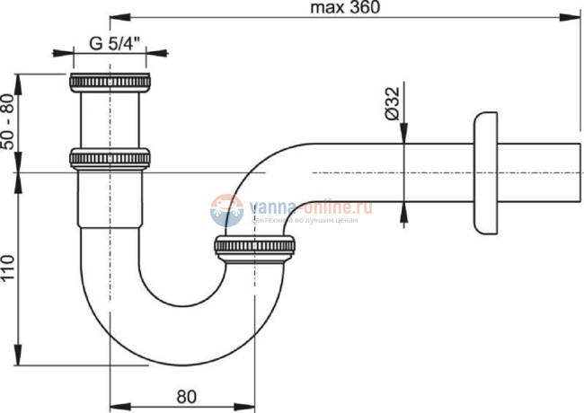 Сифон для умывальника Ravak X01436, U-образный, хром