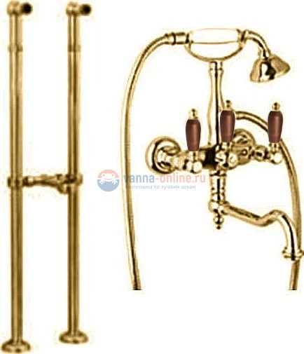 Смеситель Cezares First VDPS2-03/24-Nc цвет золото 24 карат, ручки орех