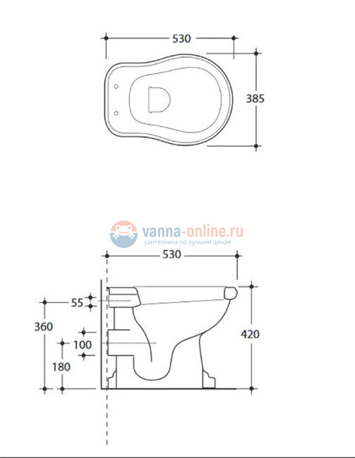 Напольный унитаз Kerasan Retro 101101 под высокий бачок, слив в стену, белый