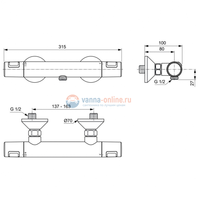 Смеситель для душа Ideal Standard A7201AA Смеситель для душа Ideal Standard A7201AA