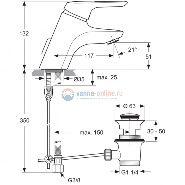 Смеситель для раковины Ideal Standard CERAMIX BLUE A5651AA Смеситель для раковины Ideal Standard CERAMIX BLUE A5651AA