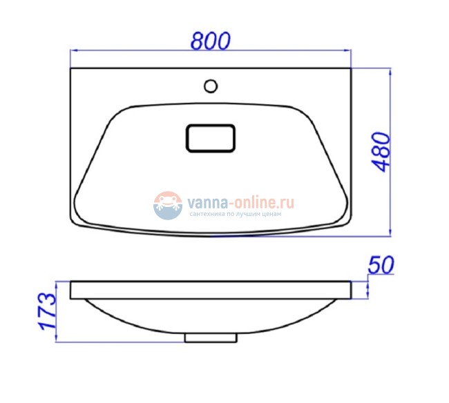 Раковина Aqwella Neringa Ner.08.04.D 80 x 48 см, цвет белый