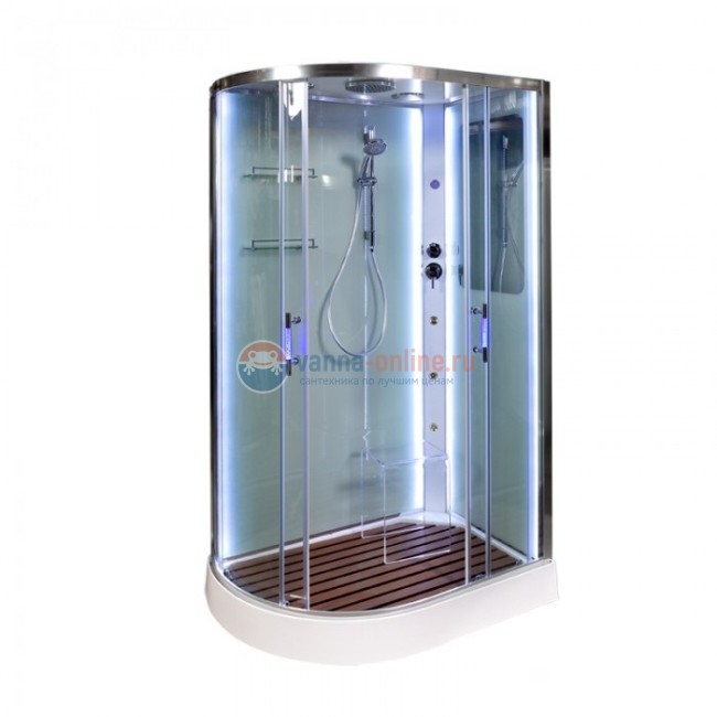 Душевая кабина Deto A 102 L/R 120 x 80 см, с крышей, Led с кнопкой и гидромассажем