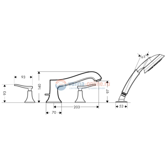 Смеситель Hansgrohe 31314000 Metris Classic для ванны/душа, внешняя часть Смеситель Hansgrohe 31314000 Metris Classic для ванны/душа, внешняя часть
