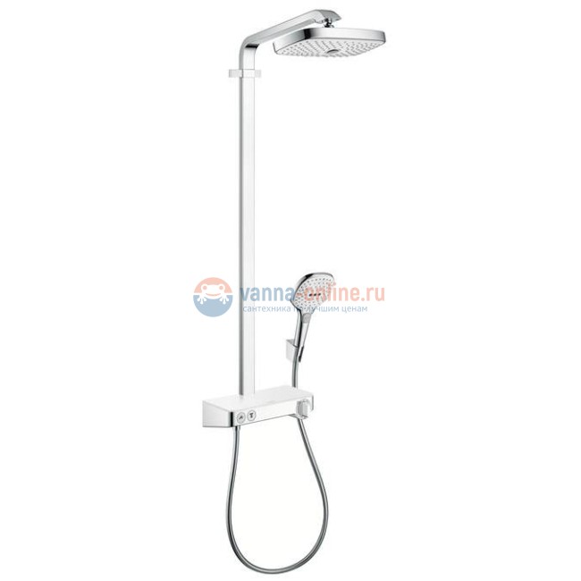 Душевая система Hansgrohe Raindance Select E 300 2jet ST Showerpipe EcoSmart 27283400, белый/хром Душевая система Hansgrohe Raindance Select E 300 2jet ST Showerpipe EcoSmart 27283400, белый/хром