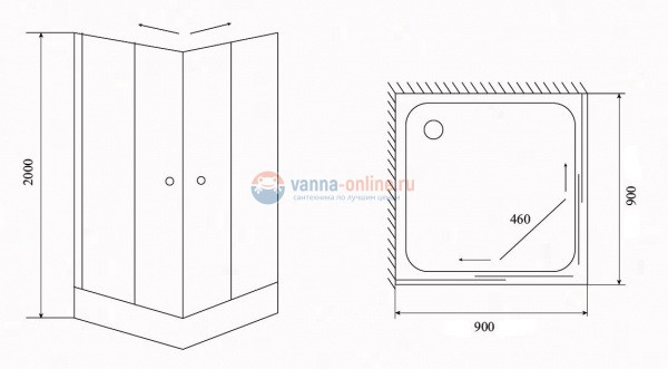 Душевой уголок Timo TL-9002 R Romb Glass, стекло прозрачное с узором, 90 х 90 х 200 см