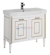 Тумба под раковину Aquanet Паола N 90 00186116, цвет белый патина-золото